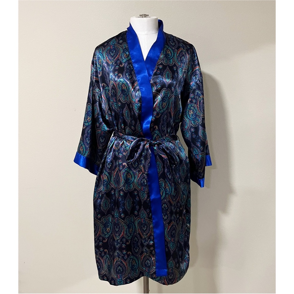 Victoria's Secret Blue and Black Paisley Robe